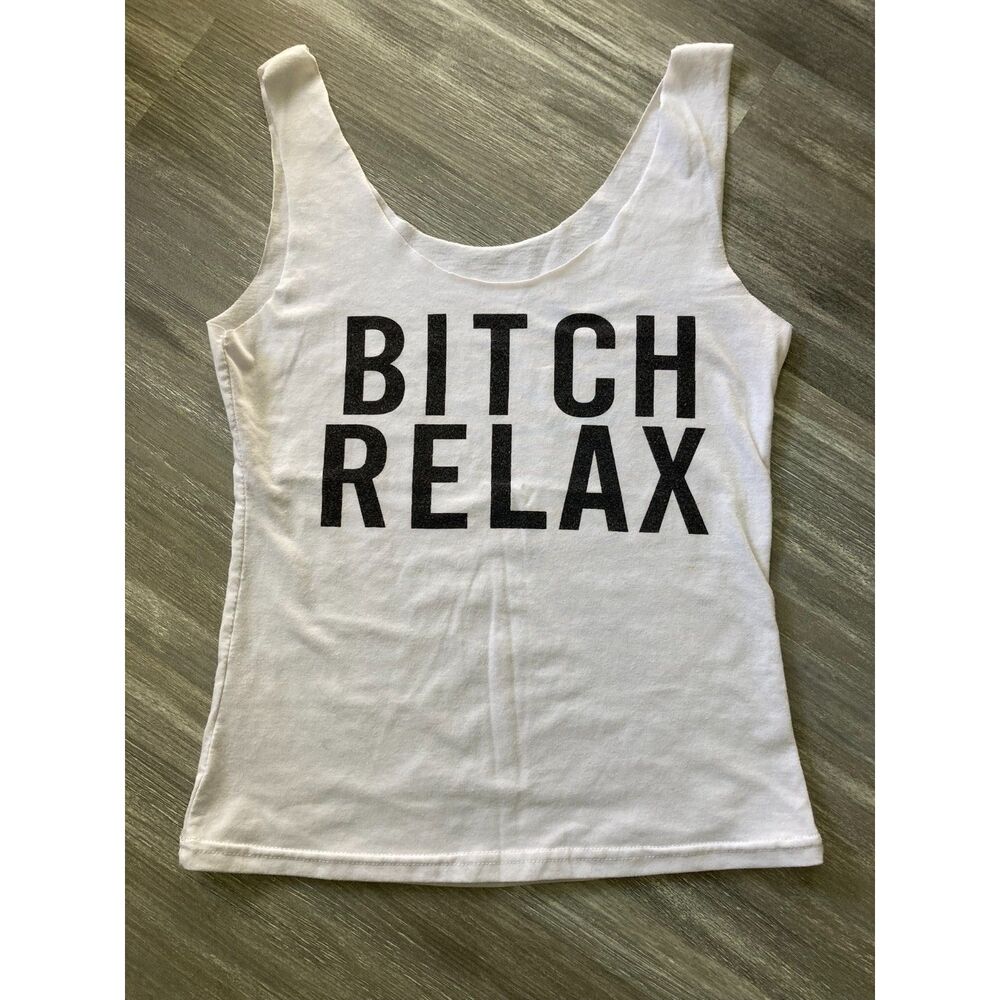 Y2K Retro Graphic Tank Relax White Stretch Streetwear Buttery Soft Thin
